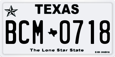 TX license plate BCM0718