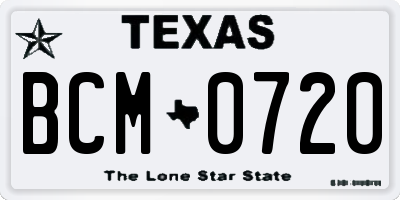 TX license plate BCM0720