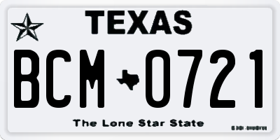 TX license plate BCM0721