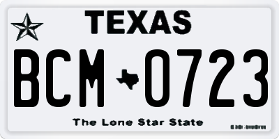 TX license plate BCM0723