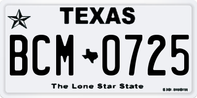TX license plate BCM0725