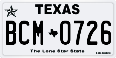 TX license plate BCM0726