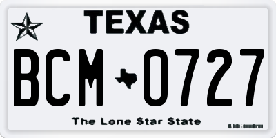 TX license plate BCM0727
