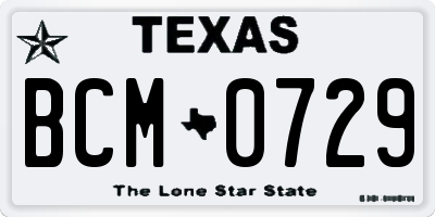 TX license plate BCM0729