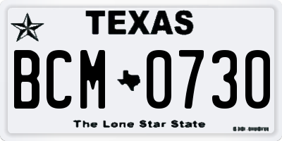 TX license plate BCM0730
