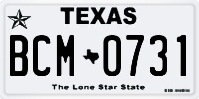 TX license plate BCM0731