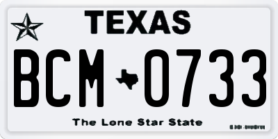 TX license plate BCM0733