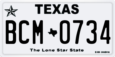TX license plate BCM0734
