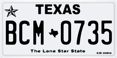 TX license plate BCM0735