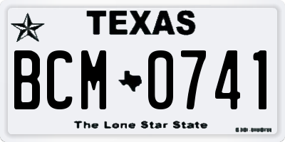 TX license plate BCM0741