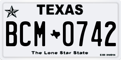 TX license plate BCM0742