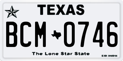 TX license plate BCM0746