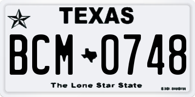 TX license plate BCM0748
