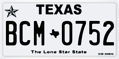 TX license plate BCM0752