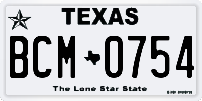 TX license plate BCM0754