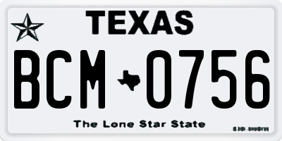 TX license plate BCM0756