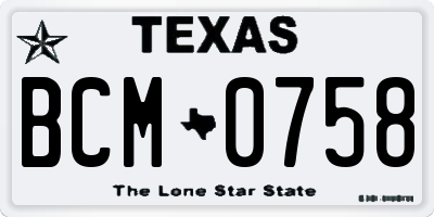 TX license plate BCM0758