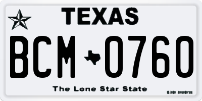 TX license plate BCM0760