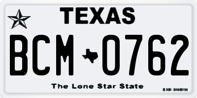 TX license plate BCM0762