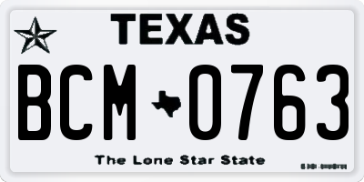 TX license plate BCM0763