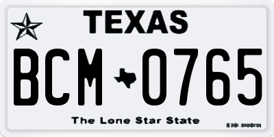 TX license plate BCM0765