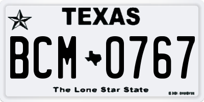 TX license plate BCM0767