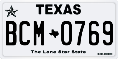 TX license plate BCM0769