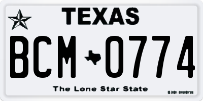 TX license plate BCM0774