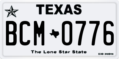 TX license plate BCM0776