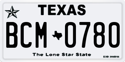 TX license plate BCM0780