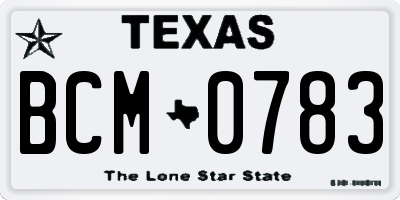TX license plate BCM0783