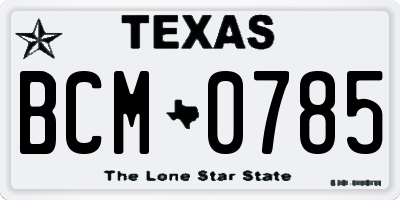 TX license plate BCM0785