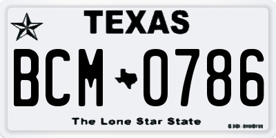 TX license plate BCM0786