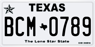 TX license plate BCM0789