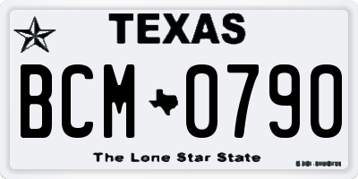 TX license plate BCM0790