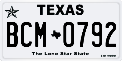TX license plate BCM0792