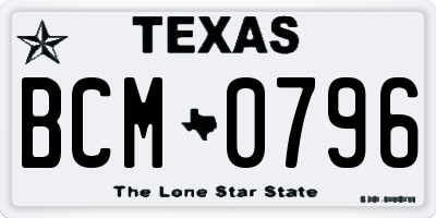 TX license plate BCM0796