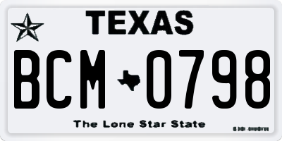 TX license plate BCM0798