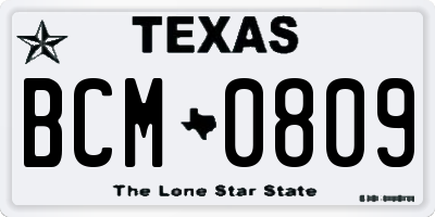 TX license plate BCM0809