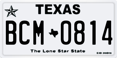 TX license plate BCM0814
