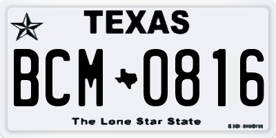 TX license plate BCM0816