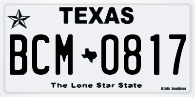 TX license plate BCM0817