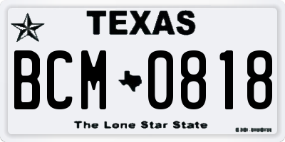 TX license plate BCM0818