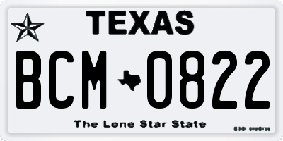 TX license plate BCM0822