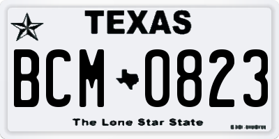 TX license plate BCM0823