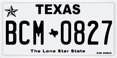 TX license plate BCM0827