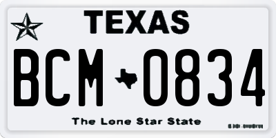 TX license plate BCM0834