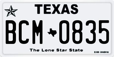 TX license plate BCM0835