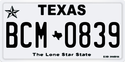 TX license plate BCM0839