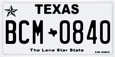 TX license plate BCM0840